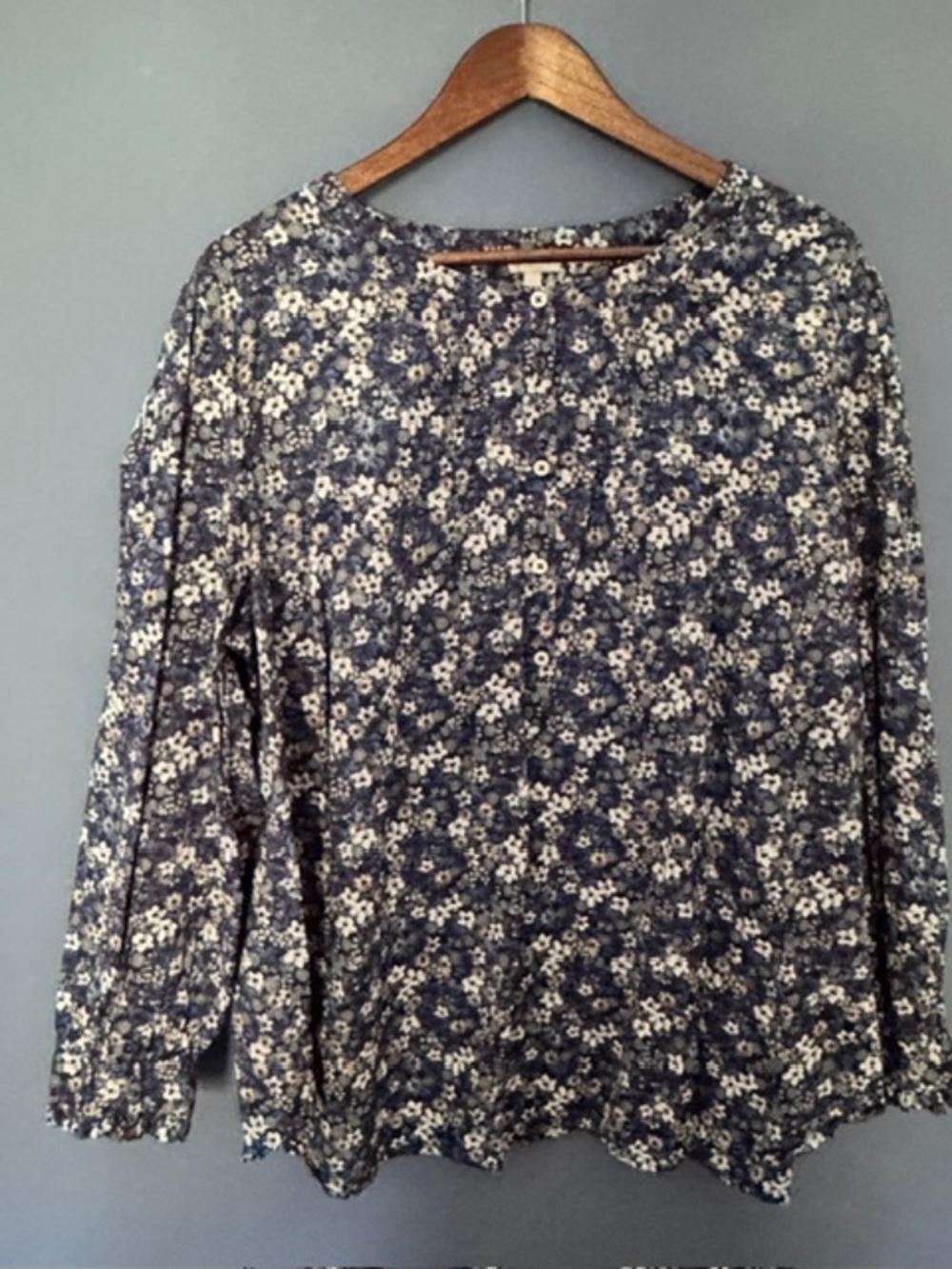 Talbots Cotton Long Sleeve Floral Blouse 3X Button Front & Cuffs EUC